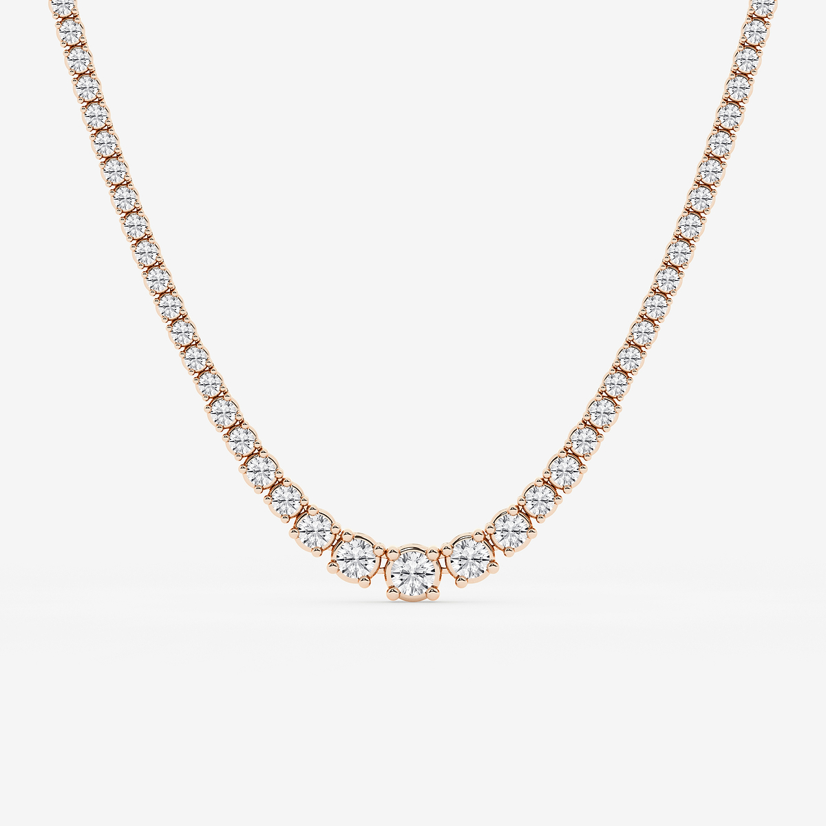 10 ctw Round Lab Grown Diamond Four Prong Graduated Tennis Necklace